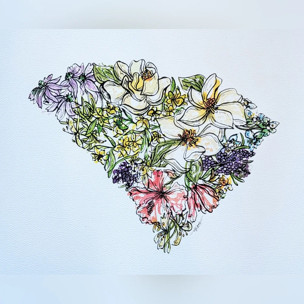 South Carolina State Flowers 8 X 10 Art Print